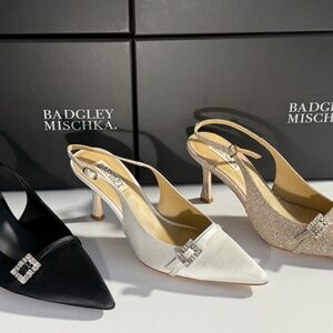 Badgley Mischka Women's Annmarie Jeweled Slingback Stiletto Pumps new VARIETY